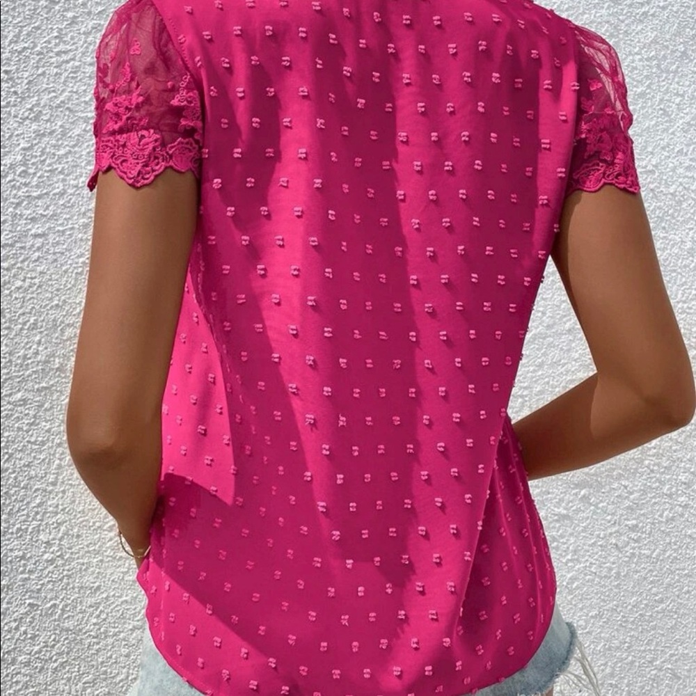 08 Boho Swiss Dot Floral Lace Blouse - Picture 4 of 5